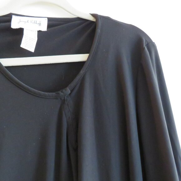 JOSEPH RIBKOFF Asymmetric Hem Waffle Trim Black Oversized Tunic Top - Size 12 - Picture 6 of 13
